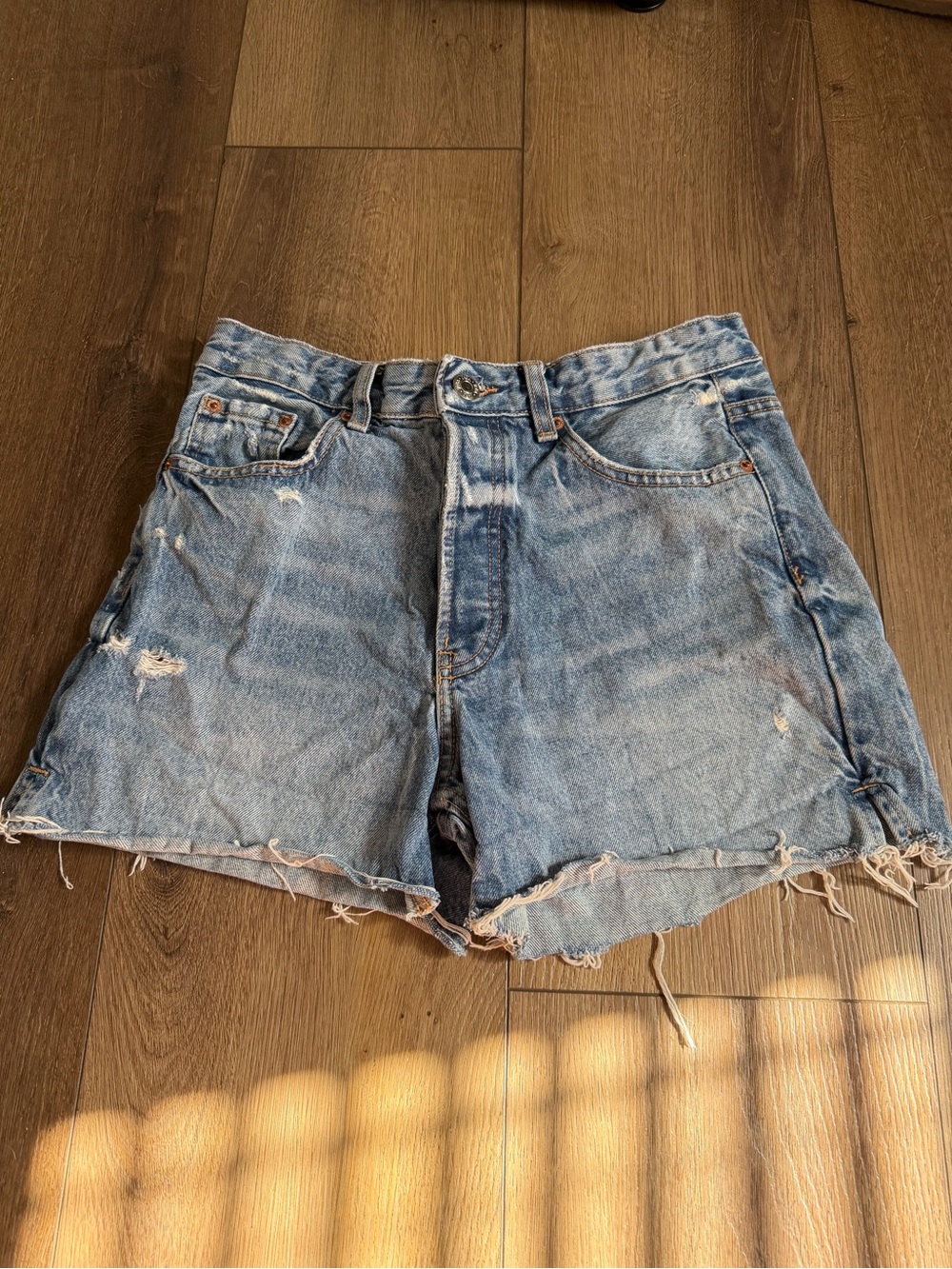 Zara Blue Distressed Denim Shorts